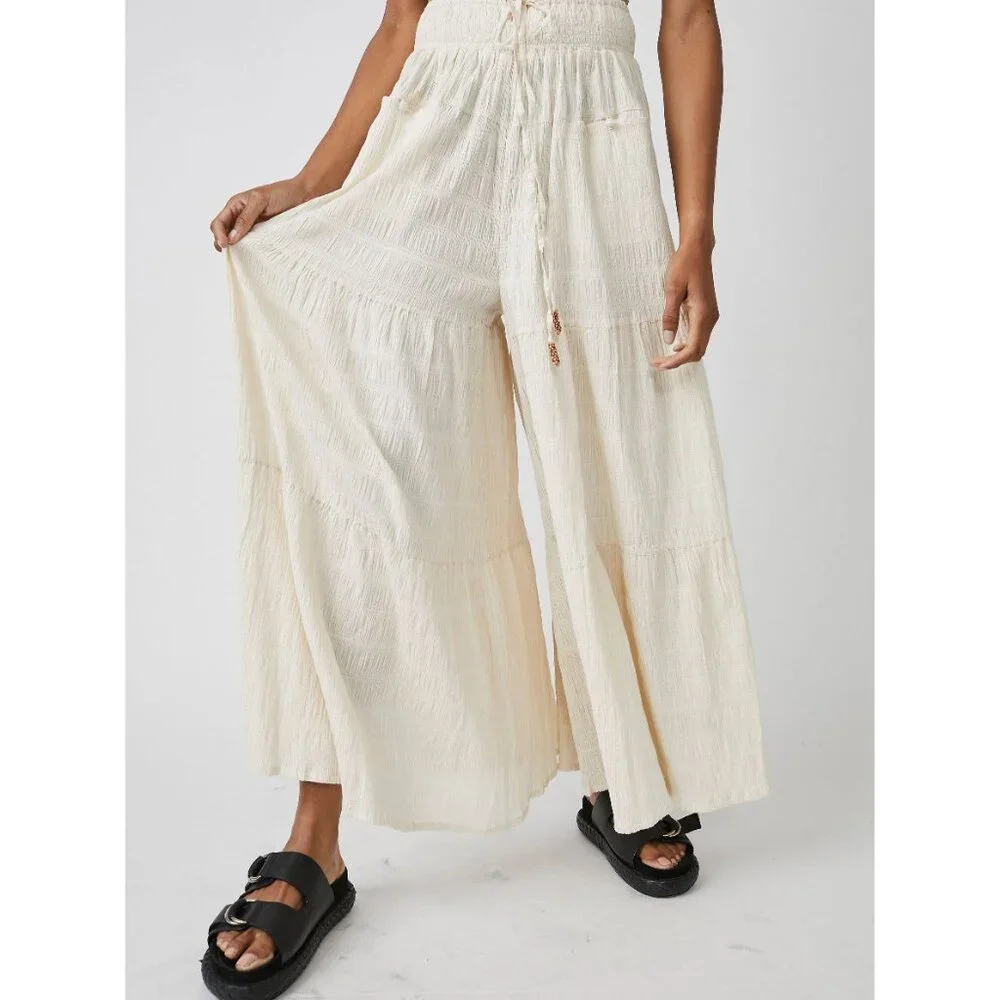 Elegant Cream Wide-Leg Pants By Free People